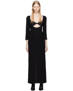 Bevza Robe Longue Noire À Bonnets Graphiques