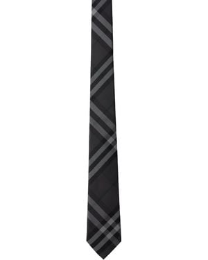 Burberry Check Silk Tie - Black