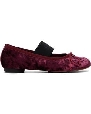 MM6 by Maison Margiela Burgundy Velvet Ballerina Flats - Red