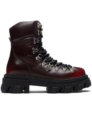 Ganni Burgundy Cleated Mountain Boots - Black