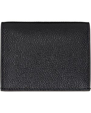 Thom Browne ブラック ペブルグレイン レザー ダブルカードケース
