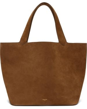 トートバッグ Alaia Suede Hand Tote Bag ALAIA Le Teckel Tote Bag in Suede and Leather - Bergdorf Goodman