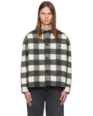 Valentino ホワイト チェック ジャケット - ブラック