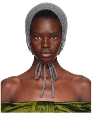 Simone Rocha Bonnet Gris En Cachemire - Marron