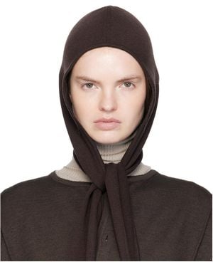 Lemaire Burgundy Fine Wool Head Scarf Beanie - Black