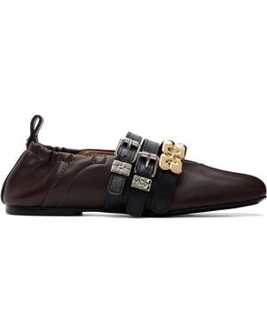 Ganni Sue Triple Ballerina Flats - Black