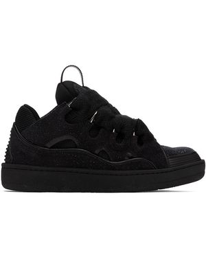 Lanvin Glitter Leather Curb Trainers - Black