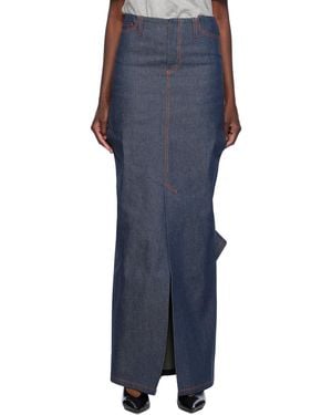 MERYLL ROGGE Vented Denim Maxi Skirt - Blue