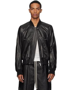 Rick Owens Concordians Bauhaus Flight Leather Bomber Jacket - Black