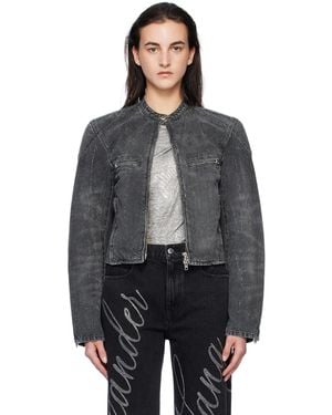 Alexander Wang Crystal Hotfix Moto Denim Jacket - Black