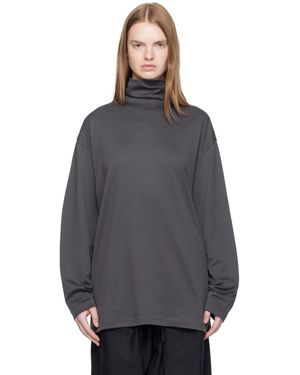 Lemaire グレー リラックス モックネック Tシャツ - ブルー