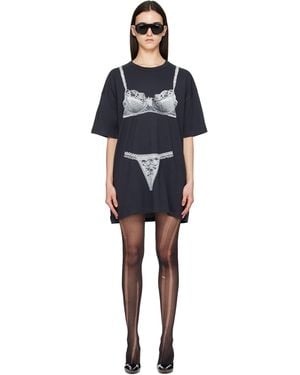 VAQUERA Trompe L'Oeil Tall Tee Minidress - Black