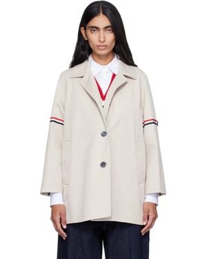 Thom Browne Khaki Armband Cropped Car Coat - Grey