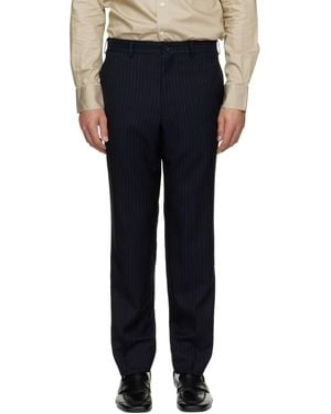 Comme des Garçons Wool Cashmere Pinstripe Pants - Blue