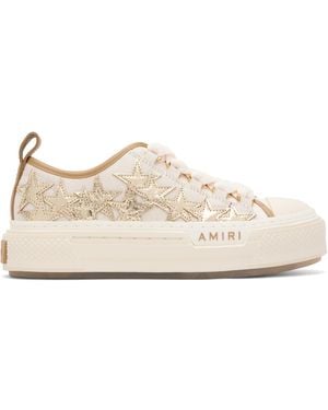 Amiri Off- Metallic Stars Court Low Sneakers - White