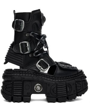 Vetements New Rockエディション ブラック レザー ブーツ
