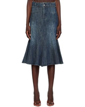 Miaou Blue Gaudi Denim Midi Skirt