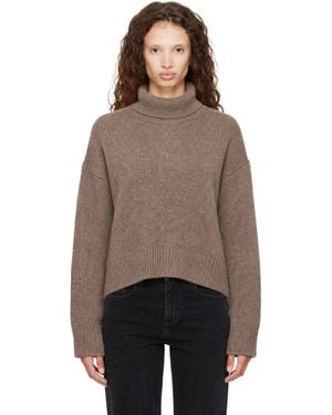 Loulou de Saison Taupe Jonah Dense Cashmere Turtleneck Jumper - Brown