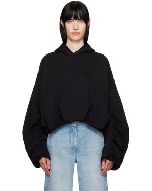 Dries Van Noten ブラック ドレープ フーディ