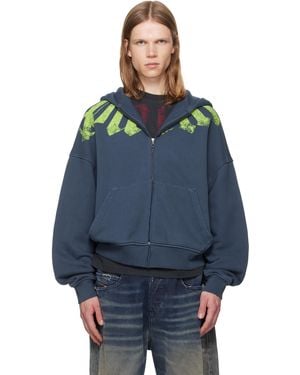 Palm Angels Big Neck Logo Zip Hoodie - Blue