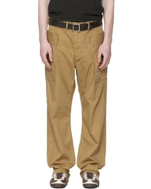 RRL Tan Herringbone Twill Cargo Trousers - Green