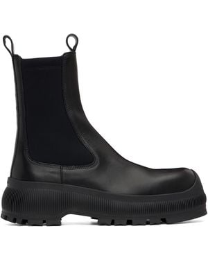 Jil Sander Leather Chelsea Boots - Black