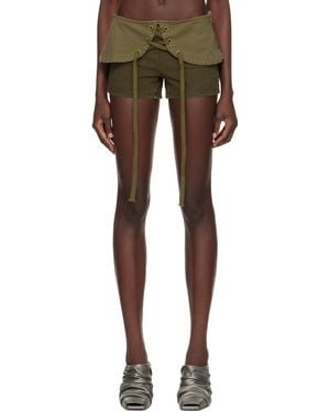 Raga Malak Khaki Lace-Up Shorts - Black
