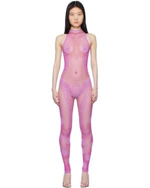 Poster Girl パープル Fetch ホルターネック フィッシュネット ジャンプスーツ - レッド
