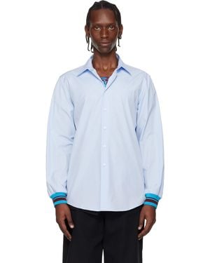 Dries Van Noten Chemise Bleue En Popeline - Blanc