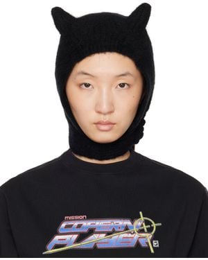 Coperni Knitted Horn Beanie - Black