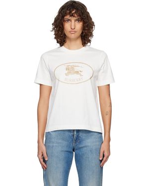 Burberry Off- Knight Stamp Cotton T-Shirt - White