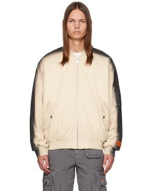 Heron Preston オフホワイト グラデーション ボンバージャケット - ナチュラル