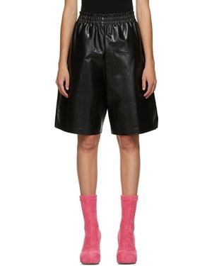 Bottega Veneta Short en cuir noir shiny