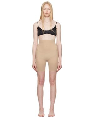Skims ベージュ Sheer Seamless ハイウエスト ミッドサイ ガードル - ブラック