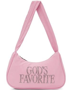 PRAYING Sac 'God's Favourite' Rose À Texte En Pierres Du Rhin