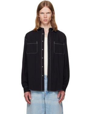 vowels Double Pocket Shirt - Black