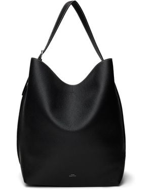 TOTEME Belted Grained Leather Tote - Black