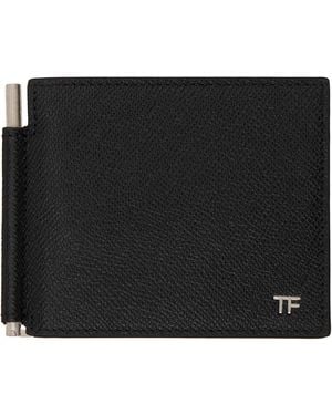 Tom Ford Small Grain Leather Money Clip Wallet - Black