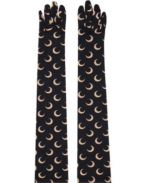 Marine Serre Gants Noirs En Nylon Régénéré À Motif À Logos