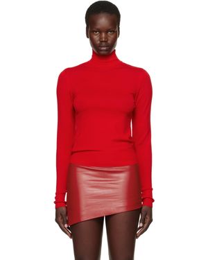 Givenchy Col Roulé Rouge À Effet Drapé Au Dos Ouvert