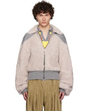 Andrej Gronau グレー Knitted Mohair & Merino ボンバージャケット - ナチュラル