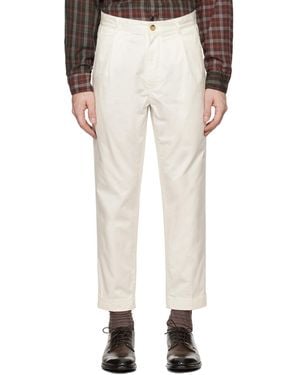 Beams Plus Pantalon Blanc À Plis