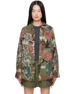 R13 カーキ Drop Neck シャツ - マルチカラー