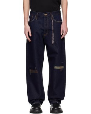 MASTERMIND WORLD Patchwork Wide Straight Fit Jeans - Blue