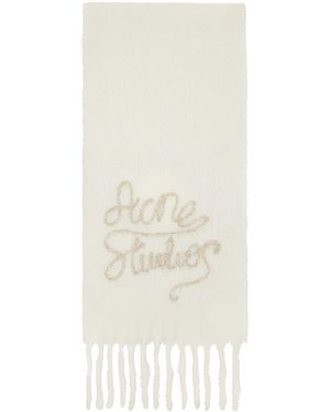 Acne Studios Off- Wool Logo Scarf - Natural