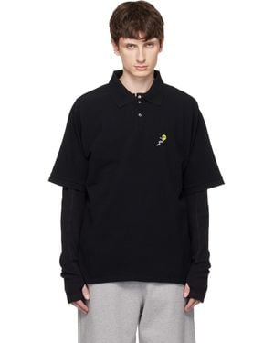 vowels S/S Pique Polo - Black