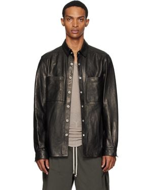 Rick Owens Concordians Outershirt Leather Jacket - Black
