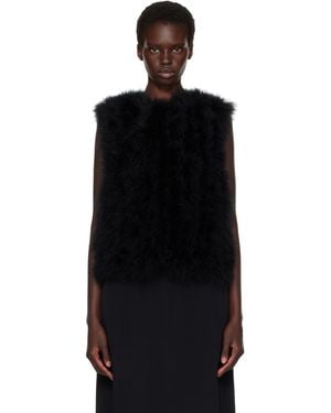 Yves Salomon Cropped Feather Gilet Vest - Black