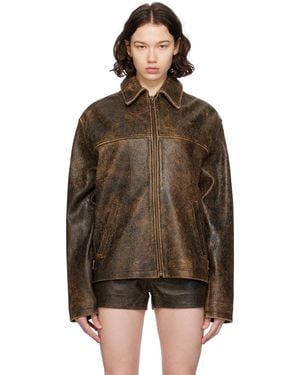 Guess Crackle Leather Jacket - Black