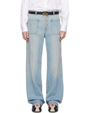 Valentino Straight-Leg Creased Jeans - Blue